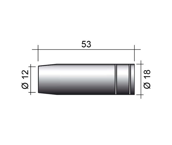 Düse MIG 150A /MC18/B1530/145.0075-PARWELD/ 53mm/12mm/konisch