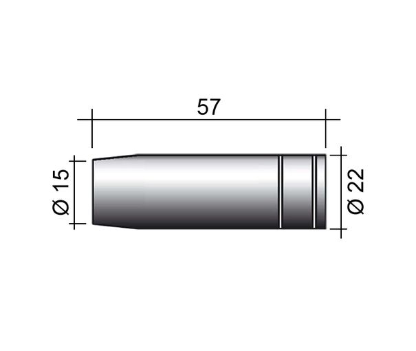 MIG-Düse 250A /MC23/145.0076/ 57mm/15mm/konisch