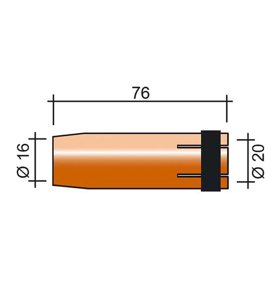 Düse MIG 500A /MC268/145.0085/ 76mm/16mm/ konisch