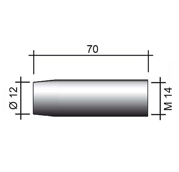 Hubica MIG M14 niklovaná /145.D015/-ZVAR/70mm/12mm/kónická