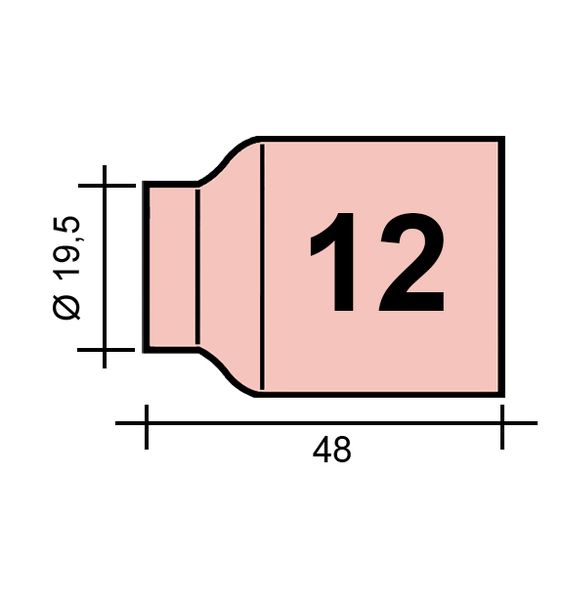 WIG-Düse Gr. 12 19,5 /TC0120/53N87/701.1121-ZVAR/ TIG17/18/26 JUMBO