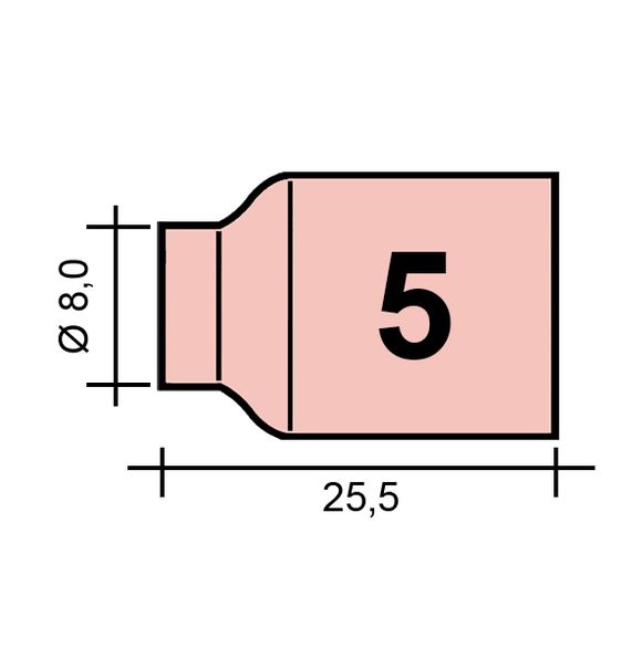 WIG-Düse Gr. 5 8,0 /TC0042/53N59/527.0105.0/701.0318-ZVAR/ TIG9/20