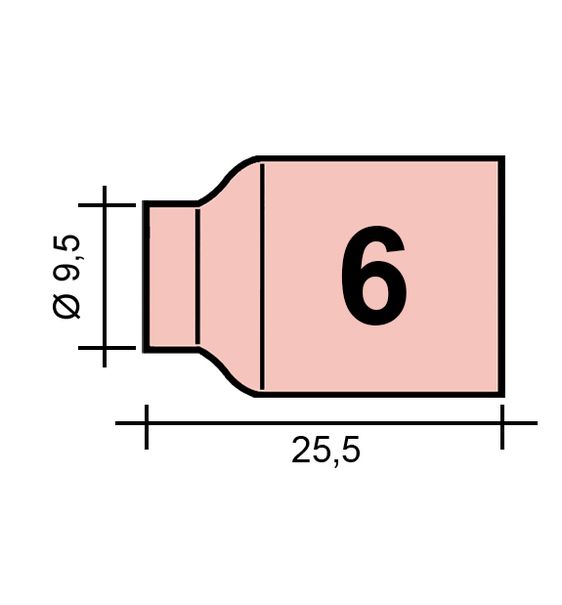 WIG-Düse Gr. 6 9,5 /TC0043/53N60/701.0319-ZVAR/ TIG9/20