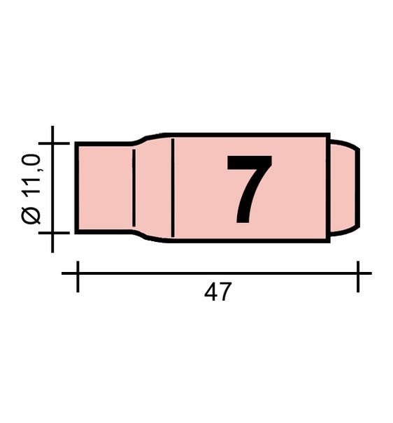 WIG-Düse Gr. 7 11,2 /TC0005/10N47/527.2607.0/701.0110-ZVAR/ TIG17/18/26