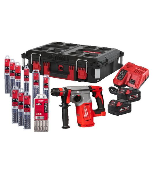 SDS-Plus Hammer mit 4 Modi + 10x Bohrerset M18 BLHX100P-502P /4933498243/