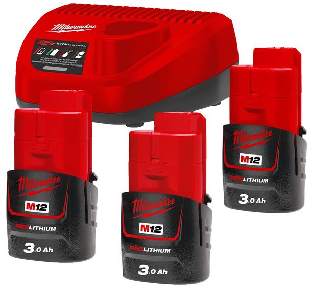 Batteriesatz Milwaukee M12™ M12NRG-303 (3x3,0Ah +1xC12C) /4933459207/