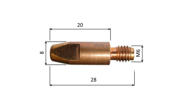 Spitze 0,8 M6x28mm E-Cu für Al /MD09-58/141.0001-ZVAR/