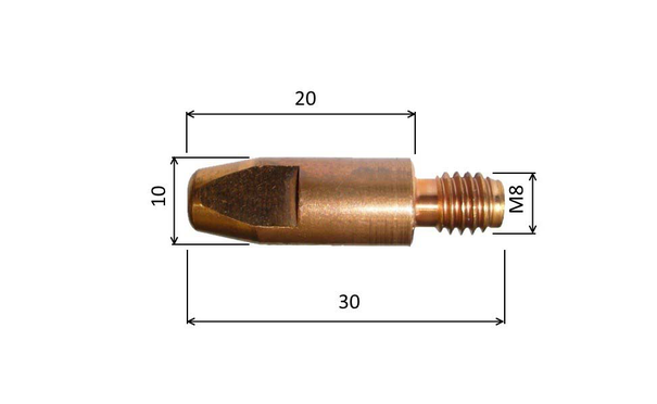 Spitze 0,8 M8x30mm E-Cu /MD05-08/140.0114-ZVAR/